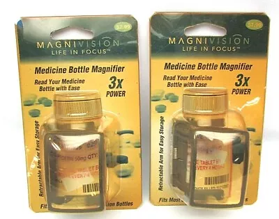 2 Pack Magnivision 3X Retractable Medicine Bottle Magnifier NEW  • $12.99