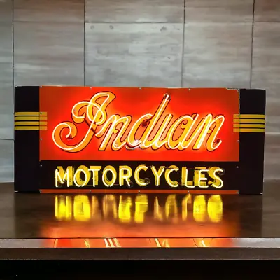 Porcelain Indian Motorcycles Neon Sign / Indian Motorcycle Signs Garage Man Cave • $2800