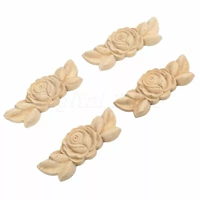 $2.37 • Buy Wood Carved Multi Type Corner Onlay Applique Door Rose Home Decoration 1/4pcs
