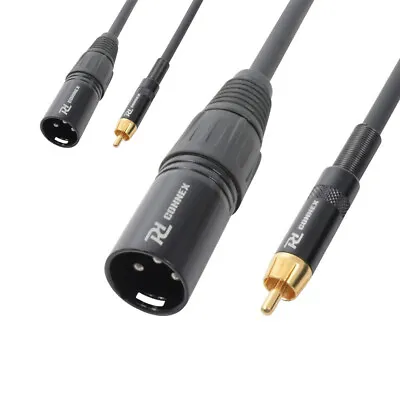 Pair 3 Pin Male XLR To Single Male RCA Phono Plug Audio Mic Cables Lead 3m 10ft • £24.60