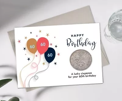 £3.89 • Buy D2 - 60th Birthday Card - 1962 Lucky Sixpence Gift W Choice Of Envelope