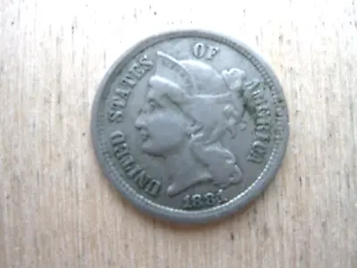 $4.95 • Buy 1881 Three 3 Cent Nickel * Circulated Coin