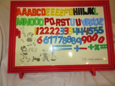 Vtg Child Guidance Magnetic Board 37 Numbers & Math Signs 36 Letters Easel Feet • $25.49