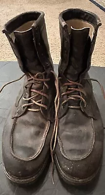 VTG USA Made G.H. Bass Brown Leather Lace Up Work Boots Vibram • $42.49