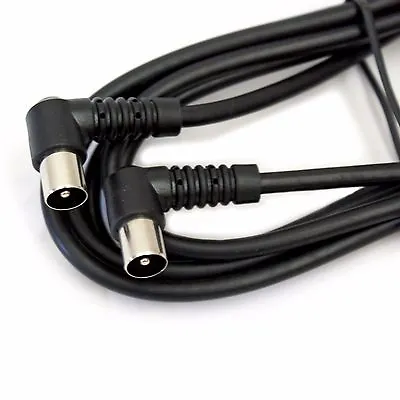 £6.99 • Buy 2 Pack 2m Right Angle Aerial Lead Plug To Male Coaxial Cable 90 Degree Angle
