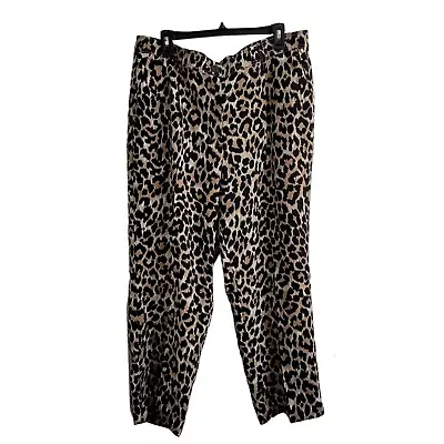 J. Crew Tailored Relaxed Pant Leopard Print Crepe Style AQ519 Womens Size 16 NWT • $24.13