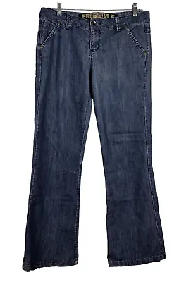 Freestyle Revolution Women's 18 Denim Blue Jeans Flared Mid Rise - READ • $15.95