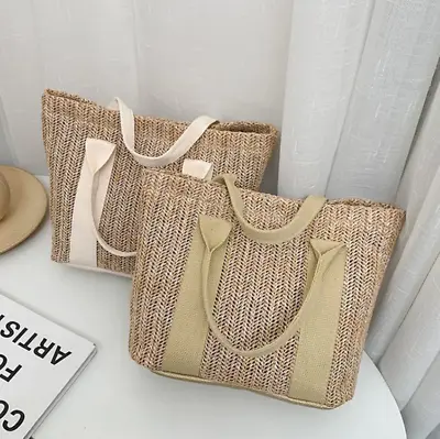 £9.97 • Buy Women Ladies Wicker Handbag Bag Tote Beach Straw Woven Summer Rattan Basket Bags
