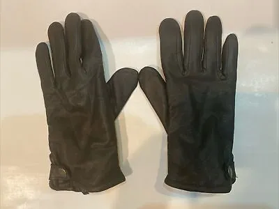 Eddie Bauer Deer Leather Gloves Thinsulate Medium Deer Skin Black Winter Warm • $9
