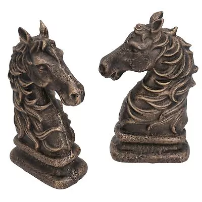 Horse Head Bust Bookends Ornament Figurine Cast Iron Book Ends Stand Holder • £24.43