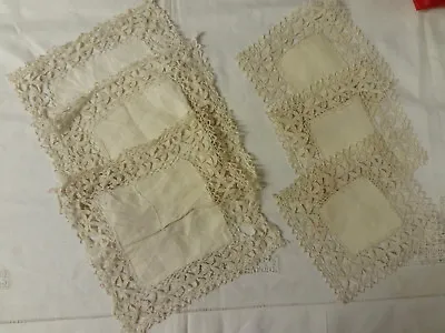 Vintage Handmade Blonde Maltese Bobbin Lace 6 Square Doilies VGC • $25.27