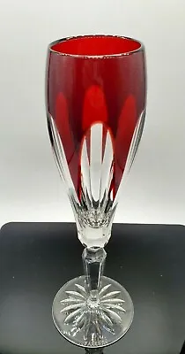 Faberge Fluted Crystal Red Champagne Glass Signed New • $239