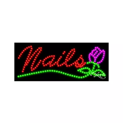 BRAND NEW “NAILS  27x11 LOGO SOLID & ANIMATED LED SIGN W/CUSTOM OPTIONS 20363 • $299