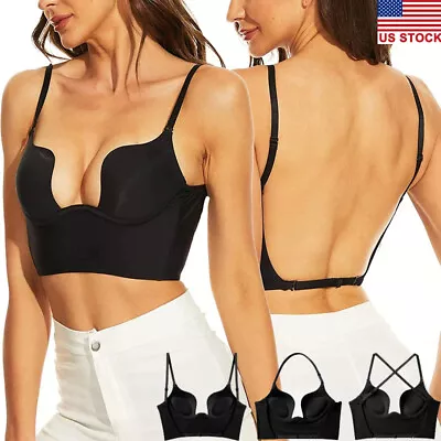 Super Boost Women Push Up Deep U Plunge Bra Backless Invisible Body Shaper Sexy • $20.79