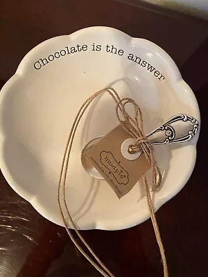 Mud Pie 'Chocolate Is The Answer'  Bowl And Ornate Serving Spoon Set New • $34