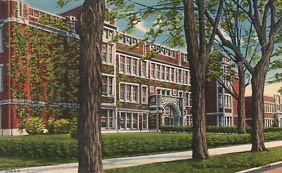 Postcard IN LaPorte Indiana High School Posted 1944 Linen Vintage PC G5945 • $3