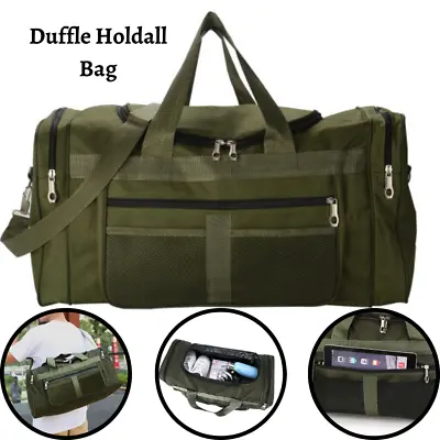 Men's Large Holdall Bag For Gym Sports Duffle Canvas Travel Shoulder Weekend Bag • £13.39