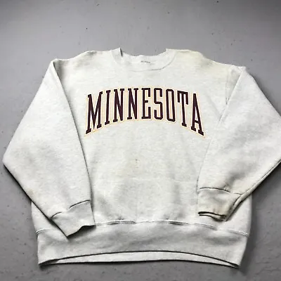 VINTAGE Minnesota Golden Gophers Sweatshirt Mens XL Gray Crewneck Heavy NCAA 90s • $17.49