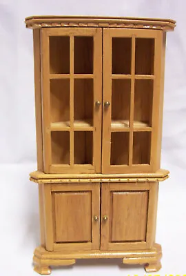 £14.29 • Buy MINIATURE DOLLHOUSE FURNITURE Wooden Corner China Cabinet 1960s Great Detail -A1