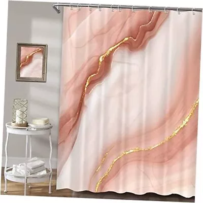 Pink Modern Abstract Shower Curtain Marble Luxury Gradient Gold Shower Curtain  • $29.33