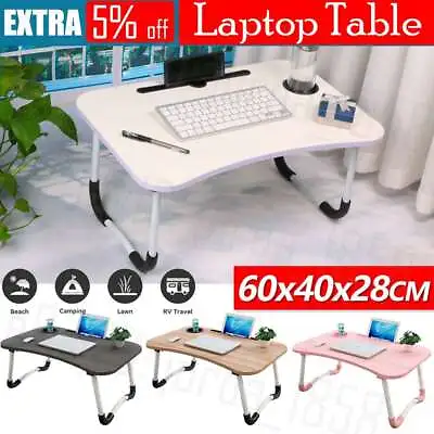 Laptop Stand Table Foldable Desk Computer Study Bed Adjustable Portable Cup Slot • $15.85