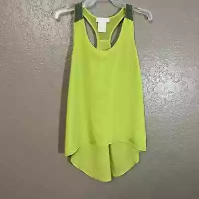 Miss Me MM Couture Lime Green Beaded Tank Top Small • $16.98