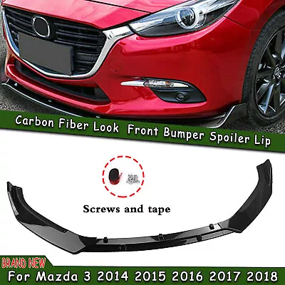 Front Bumper Lip Spoiler For MAZDA 3 2014 2015 2016 2017 2018 Carbon Fiber • $117.69