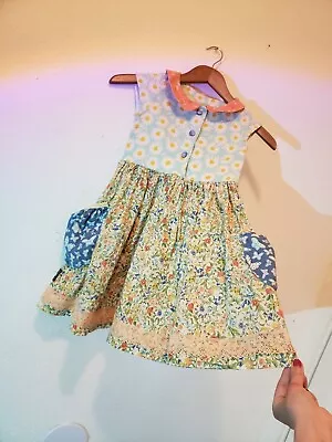 Matilda Jane Platinum Dress 8 Easter Spring Floral Peter Pan Collar Sleeveless  • $27