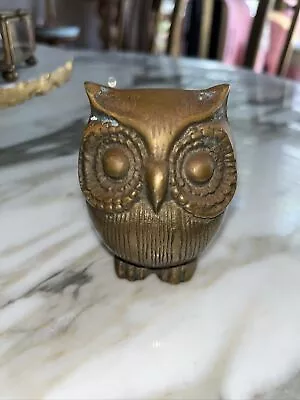 Solid Brass Owl Figurine/Paperweight Vintage 2  Heavy • $9.89