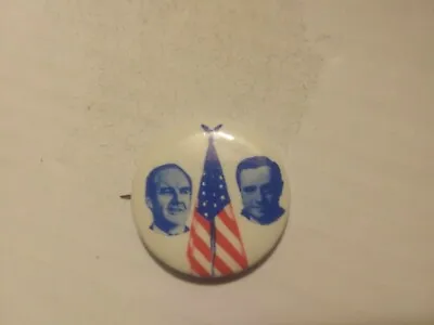 George McGovern Tom Eagleton Pin Back Campaign Button Photo Jugate Flag 1972 • $7.99