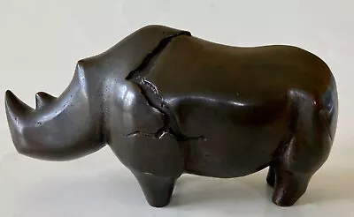 Bronze Sculpture Rhinoceros By Carlos Garcia Muela (Spain 1936-2013) • $200