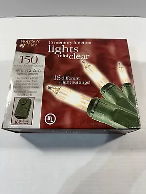 New Holiday Time 16 Memory Function Mini Clear Lights 150 Count 40 FT Length NEW • $19.99