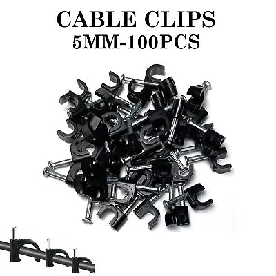 Round Cable Clips Wall 4mm 5mm 6mm 7mm 8mm 9mm 10mm 12mm White Black Nail Plugs • £5.35