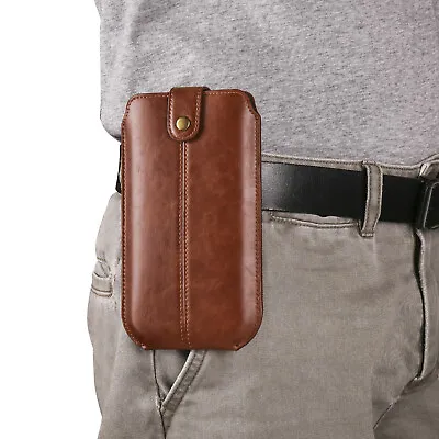 Leather Universal Mobile Phone Pouch Holster Belt Bag Men Phone Bag Covers Case • £7.07