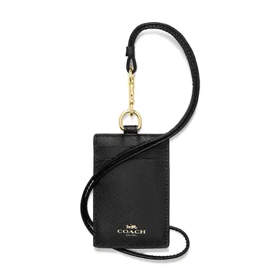 COACH Women's Crossgrain Leather ID Lanyard Black F57311 • $69.50