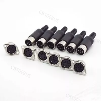 3 4 5 6 7 8 Pin Core DIN Male Plug Female Mount Socket Connector Soldering B10 • $1.72