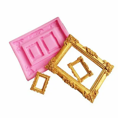 Mould Picture Photo Frame Silicone Fondant Icing Cake Mold Craft Vintage Mirror • $10.04