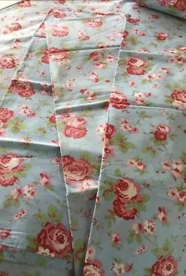 Ikea Cath Kidston Rosali 100% Cotton Double Bed Duvet Cover 2 Pillowcases Blue • £28