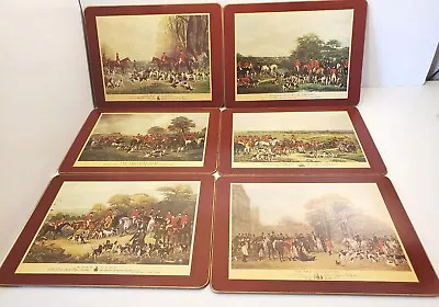 Vintage Clover Leaf Fox Hunting Scenes Cork Backed Place Mats English Set Of 6 • $19.95