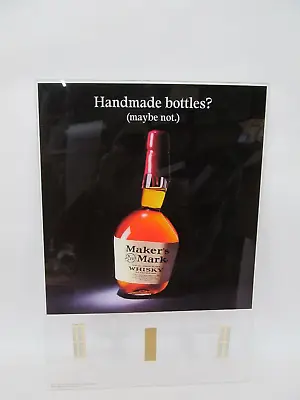 Maker’s Mark Whiskey “Hand Made Bottles” Bar Or Liquor Store Advertising Sign • $21.24