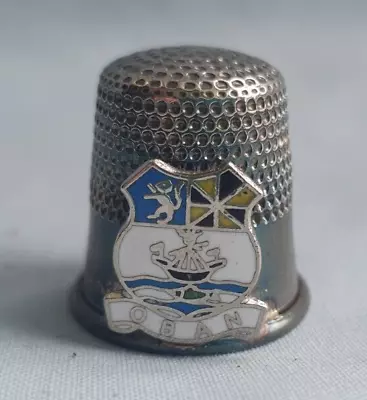 Vintage Metal Thimble With Metal & Enamel Coat Of Arms Badge - Oban • £1.50