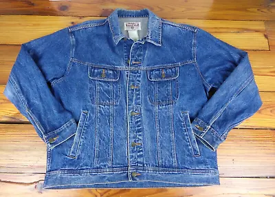 Mens Wrangler Rugged Wear Blue Jean Denim Trucker Jacket Size XL EUC!! • $22.96