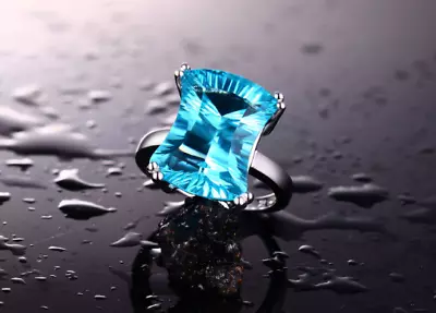 R4190B Big Unique Shape Mt St Helens Blue Helenite 5.5Ct Sterling Silver Ring • $80