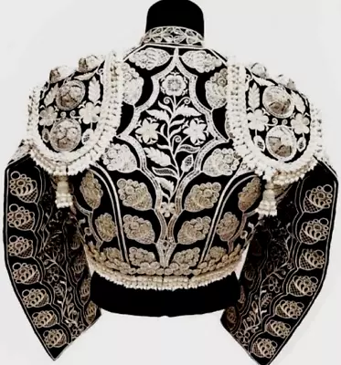 Men Customize Black Cotton Floral Embroidered Matador Bolero Bullfighting Outfit • $1499.99