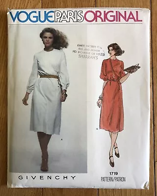 1970's Vogue Paris Original Pattern 1719 Givenchy Misses's Dress Size 12 • $12.99