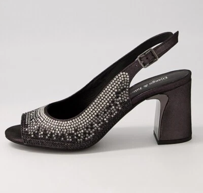 Django & Juliette Kerry Black Heels W/ Diamanté Jewels Evening Sz 39 NEW • $40