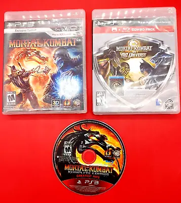 PlayStation 3 Mortal Kombat /Mortal Kombat Vs DC Universe /Komplete Edition Lot • $26.99