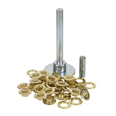 Stansport Brass-Plated Grommet Kit W/20 Metal Grommets Punch Cutting Tool & Die • $5.29