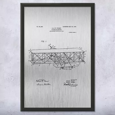 Framed Wright Bros Airplane Wall Art Print Aviation Art Pilot Gift Engineer Gift • $59.95