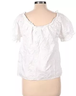 J Crew White Eyelet Embroidered Short Sleeve Top Sz Medium Excellent Condition • $26.95